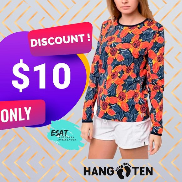 Hang Ten Tops - Hang Ten Womens Long Sleeve Rashguard with UPF 50+